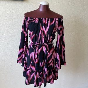 Vici Floral Print Off Shoulder Mini Dress size Small